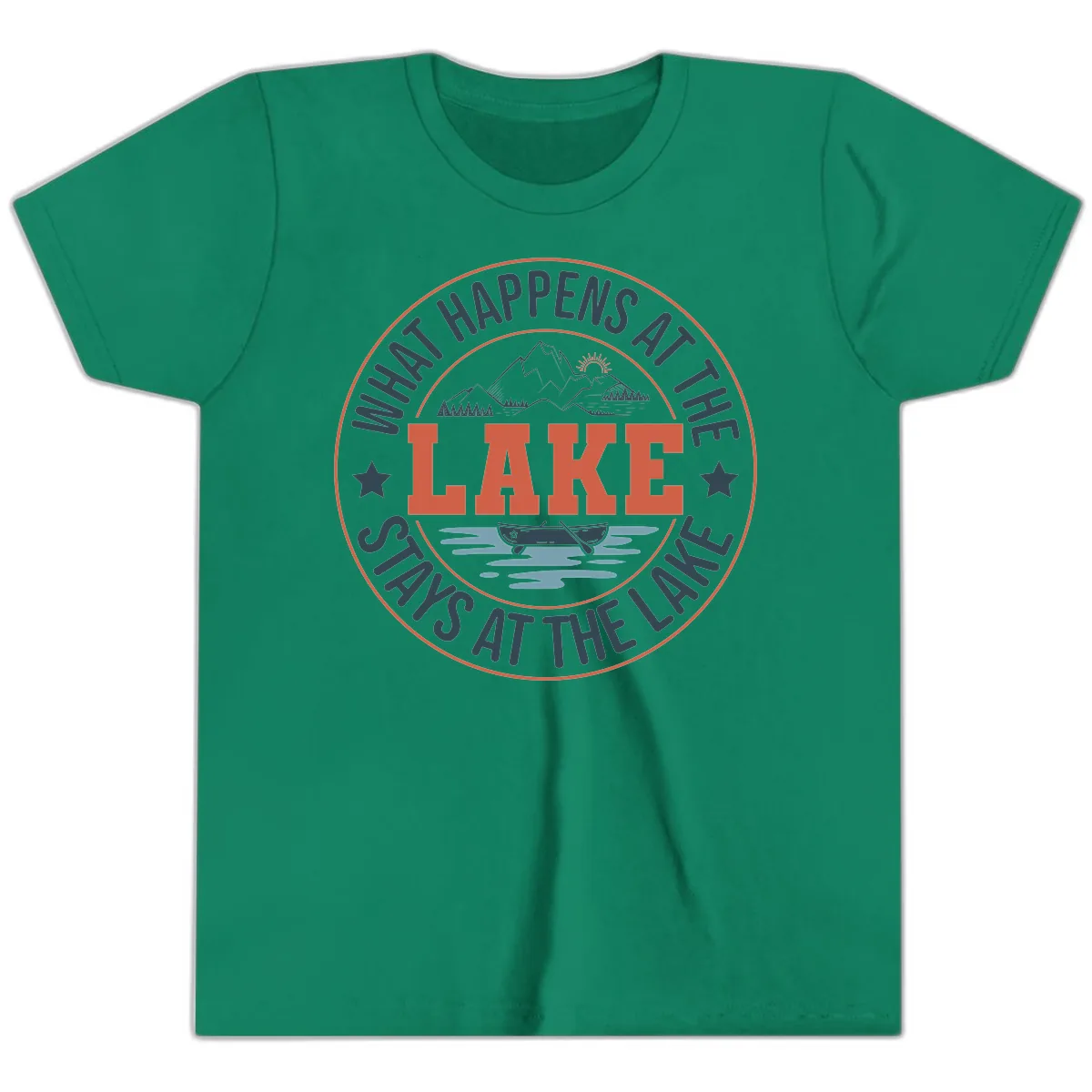What Happens At The Lake Stays At The Lake Youth T-Shirt in Kelly