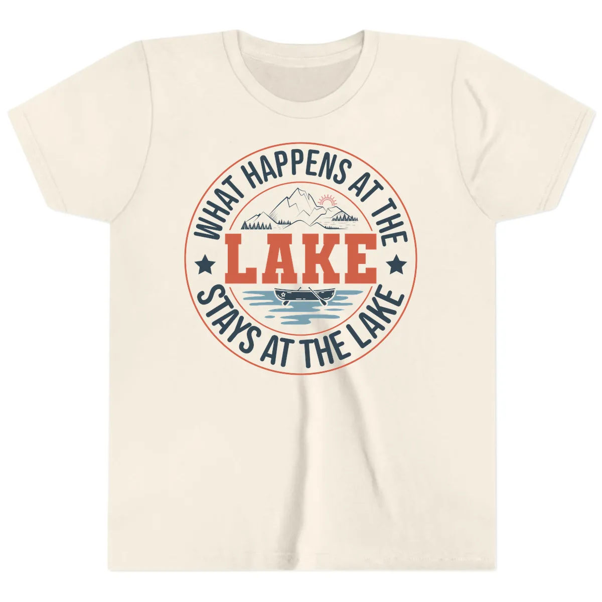 What Happens At The Lake Stays At The Lake Youth T-Shirt in Natural