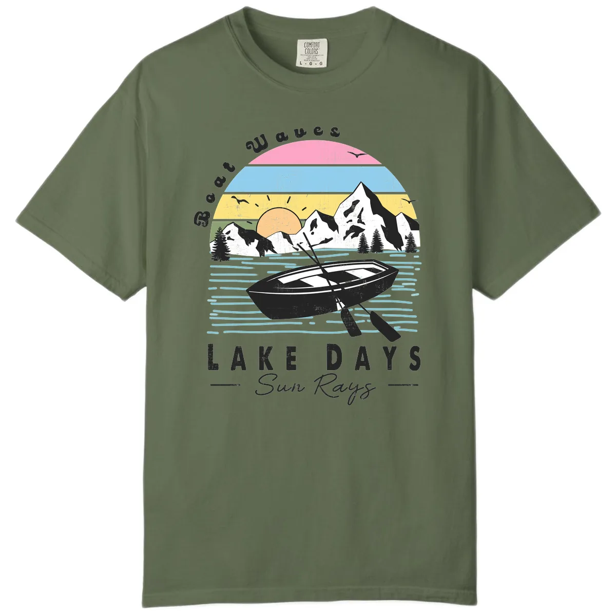 Lake Days Boat Sun Rays Scenic Comfort Color in Sage