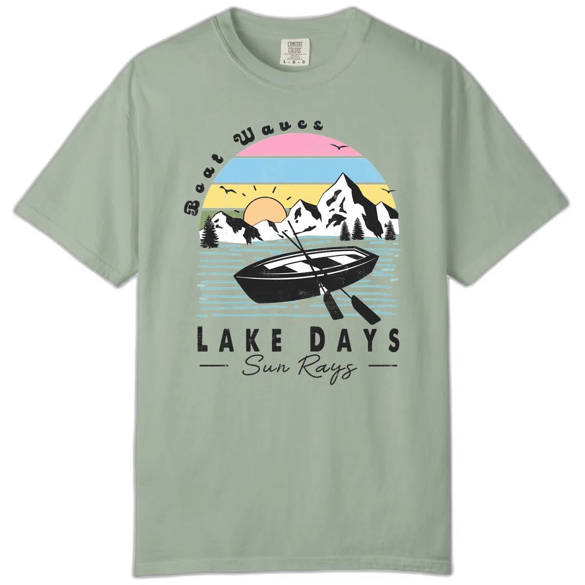 Lake Days Boat Sun Rays Scenic Comfort Color in Bay