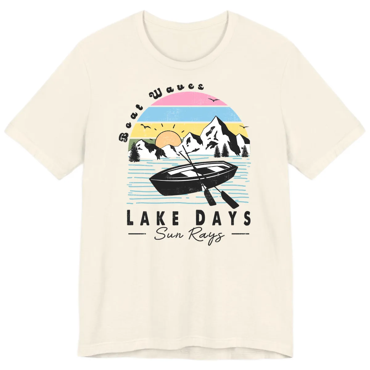 Lake Days Boat Sun Rays Scenic Premium T-Shirt in Natural