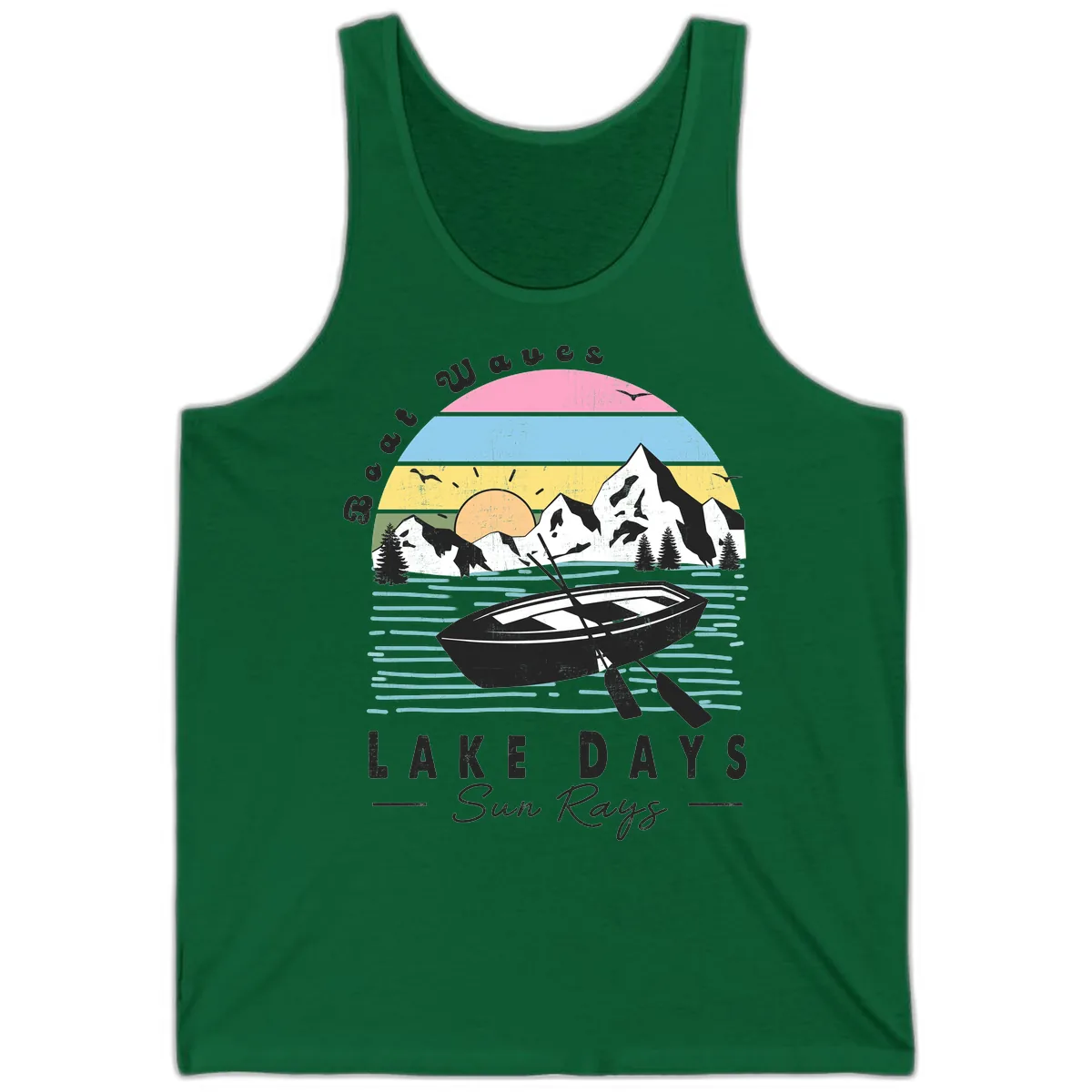 Lake Days Boat Sun Rays Scenic Tank in Kelly