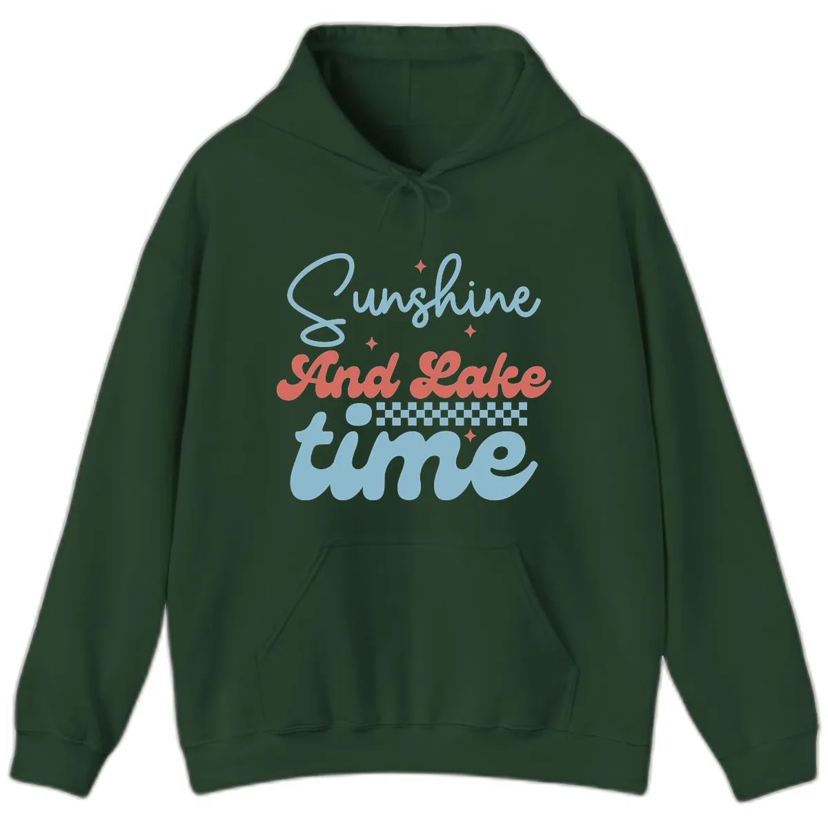 Sunshine And Lake Time Hoodie in Forest Green