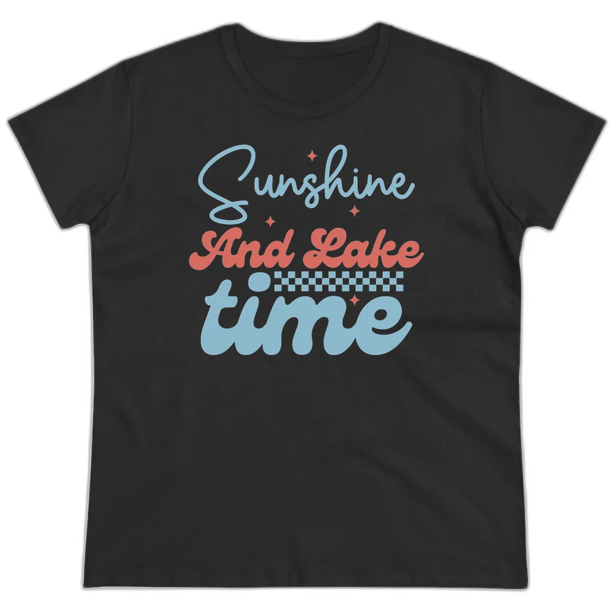Sunshine And Lake Time Ladies Tee in Black