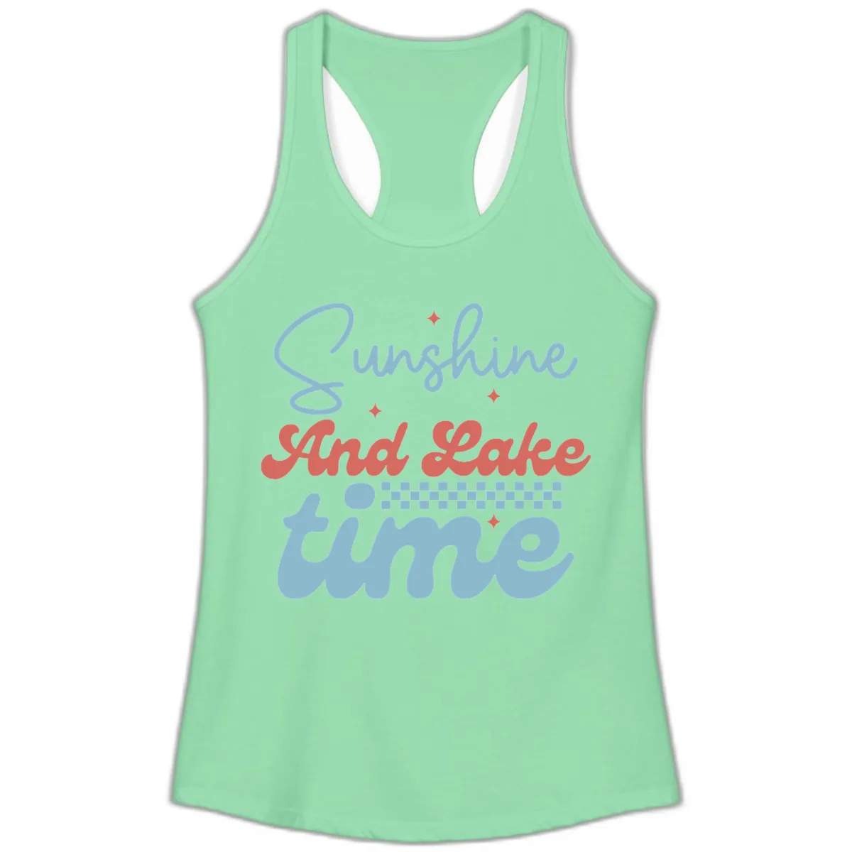 Sunshine And Lake Time Ladies Tank in Solid Mint