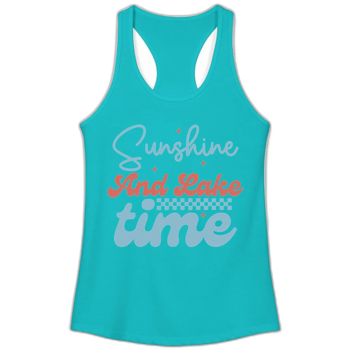 Sunshine And Lake Time Ladies Tank in Tahiti Blue