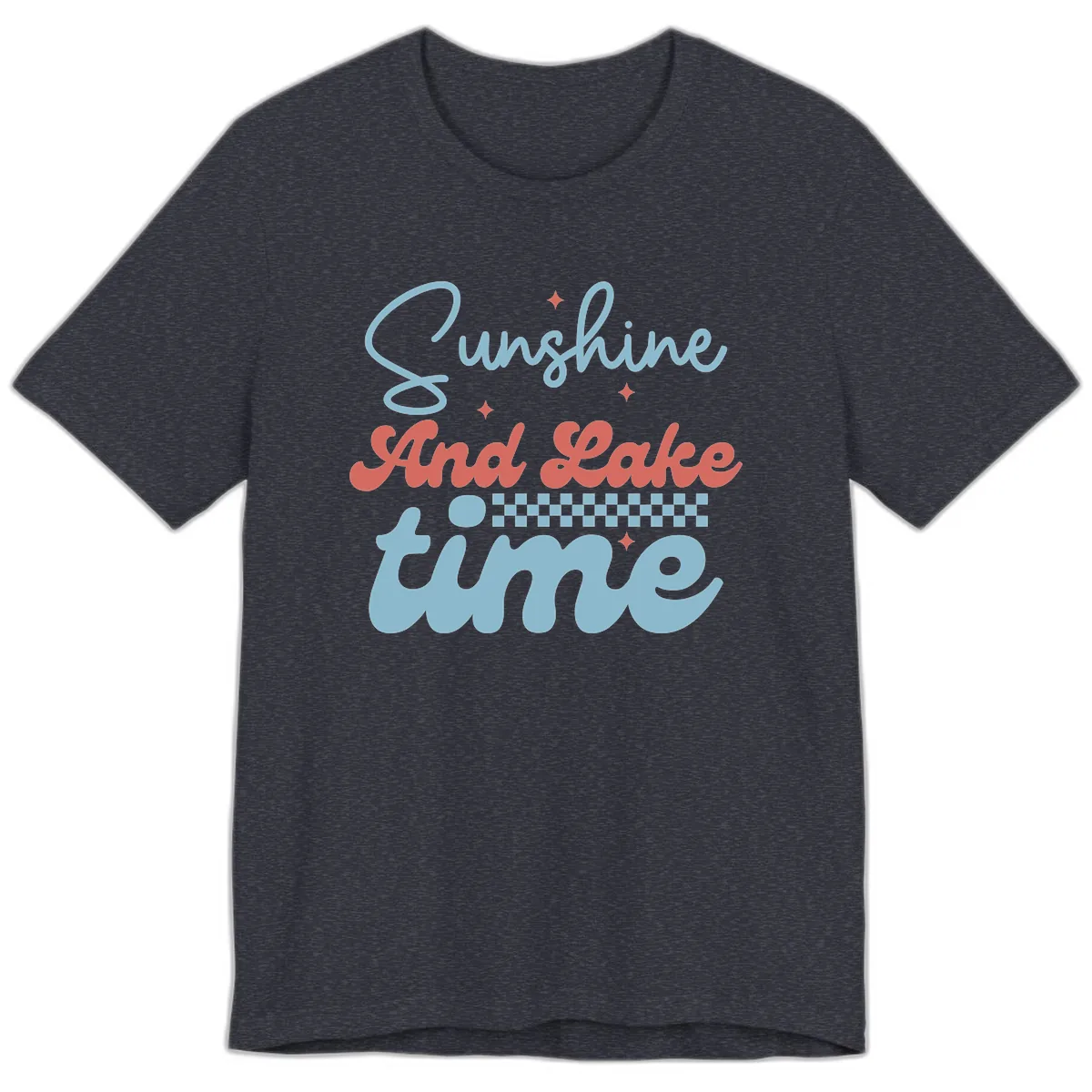 Sunshine And Lake Time Premium T-Shirt in Heather Navy