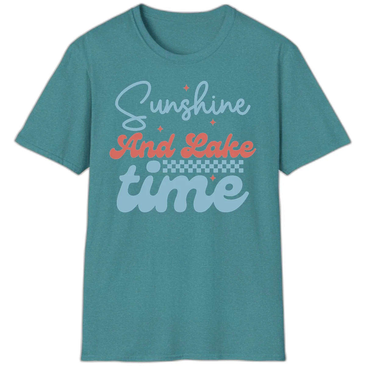 Sunshine And Lake Time T-Shirt in Heather Galapagos Blue