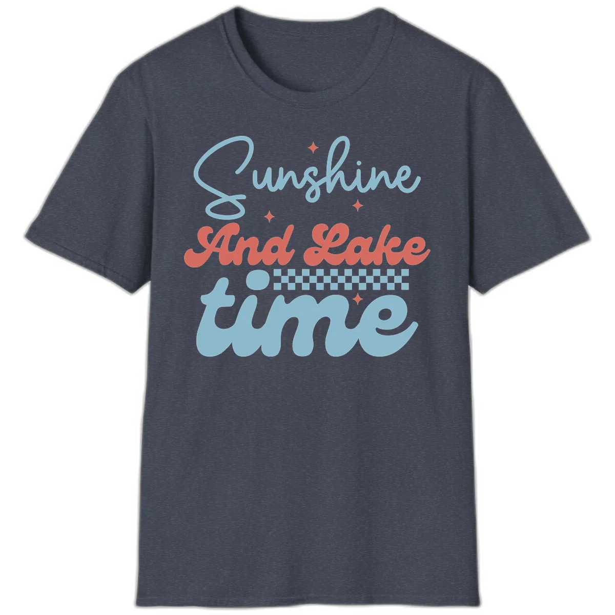 Sunshine And Lake Time T-Shirt in Heather Navy