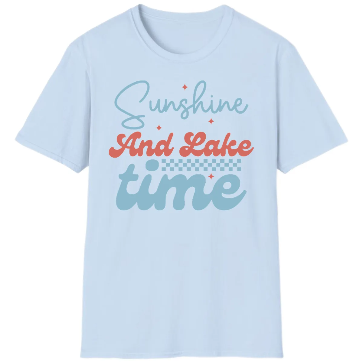 Sunshine And Lake Time T-Shirt in Light Blue
