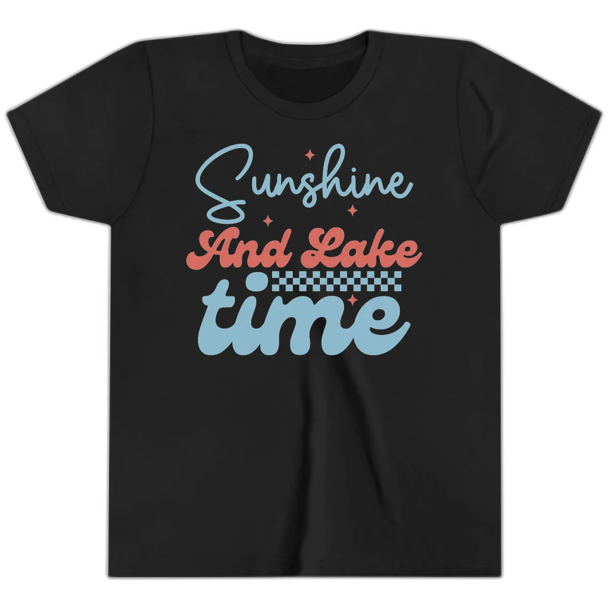 Sunshine And Lake Time Youth T-Shirt in Black
