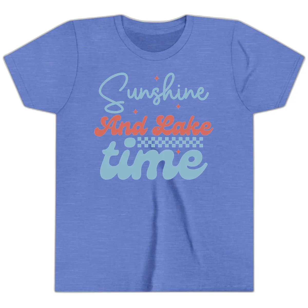 Sunshine And Lake Time Youth T-Shirt in Heather Columbia Blue