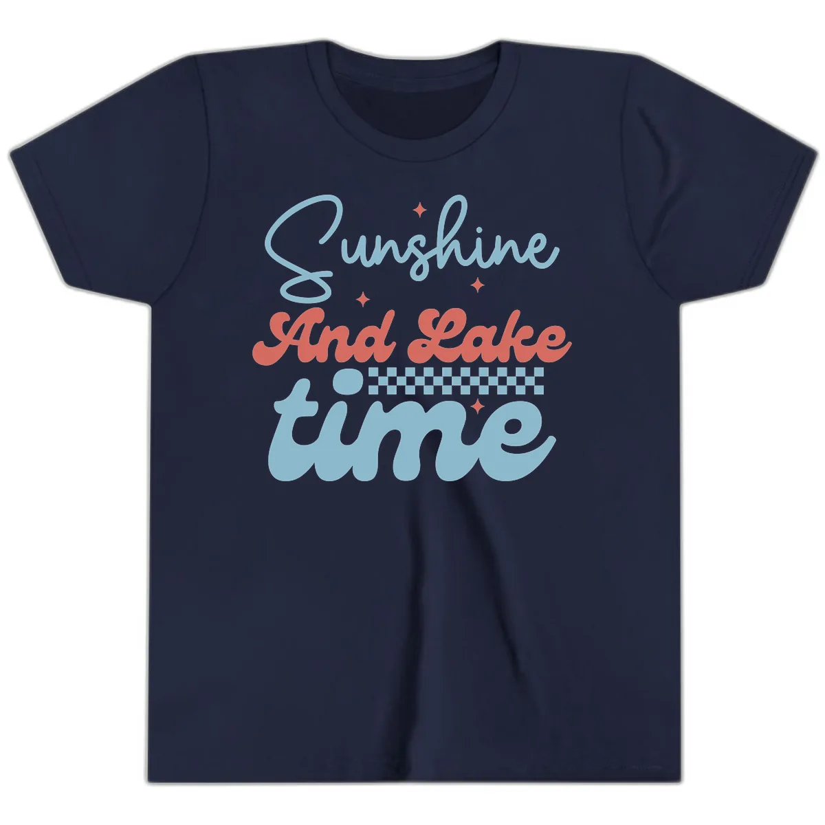 Sunshine And Lake Time Youth T-Shirt in Navy