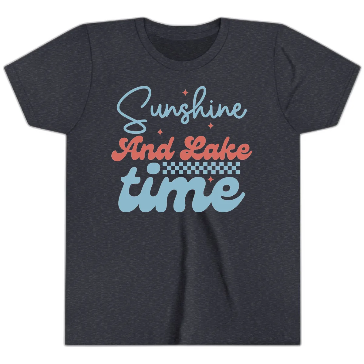 Sunshine And Lake Time Youth T-Shirt in Heather Navy