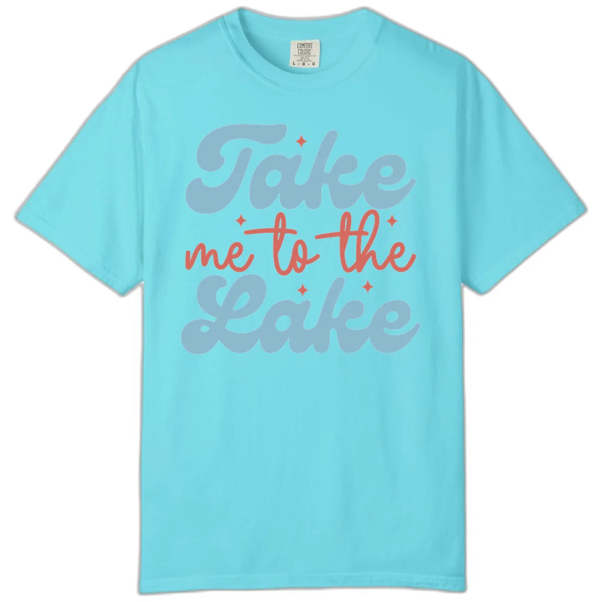 Take Me To The Lake Retro Design Comfort Color in Lagoon Blue