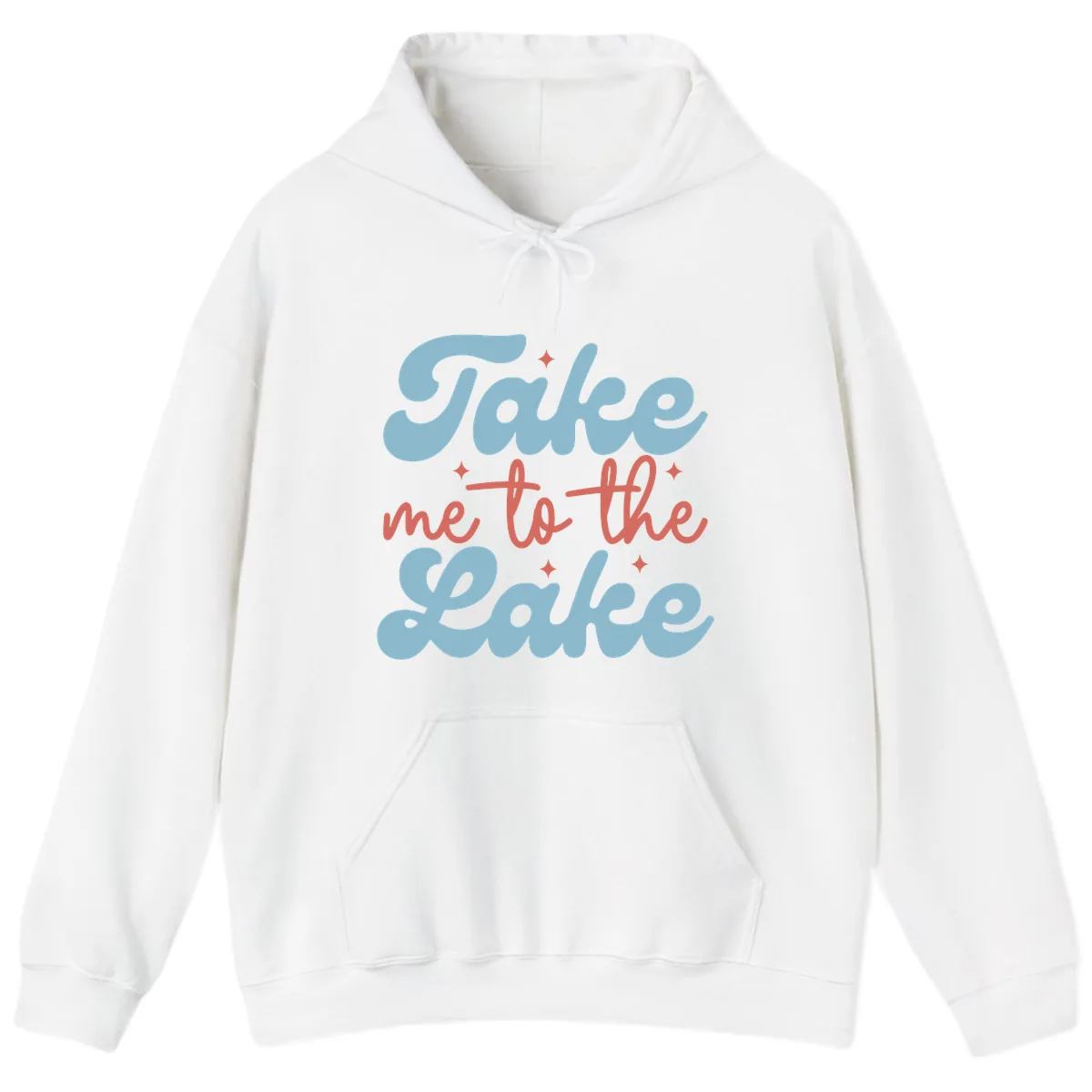 Take Me To The Lake Retro Design Hoodie in White