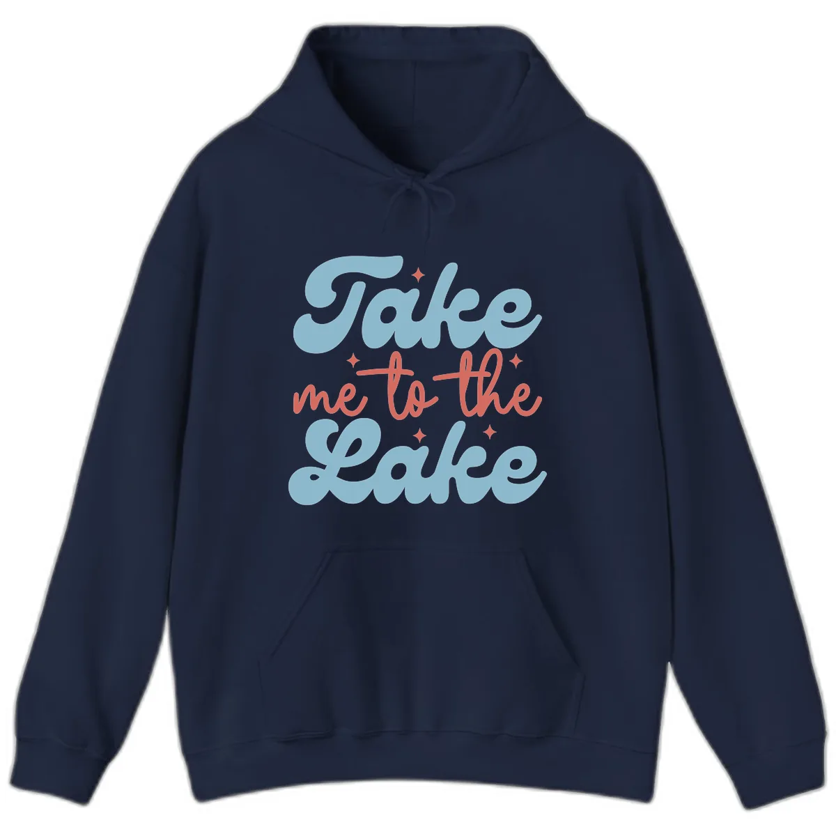 Take Me To The Lake Retro Design Hoodie in Navy