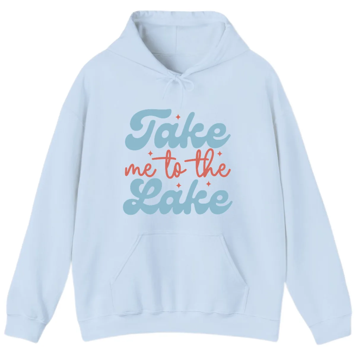 Take Me To The Lake Retro Design Hoodie in Light Blue