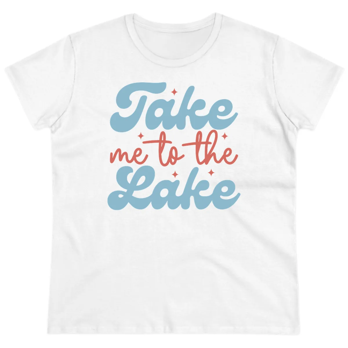 Take Me To The Lake Retro Design Ladies Tee in White