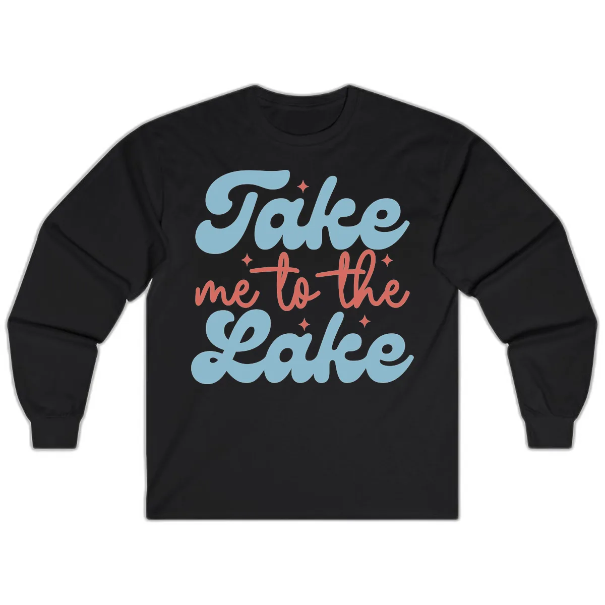 Take Me To The Lake Retro Design Long Sleeve in Black