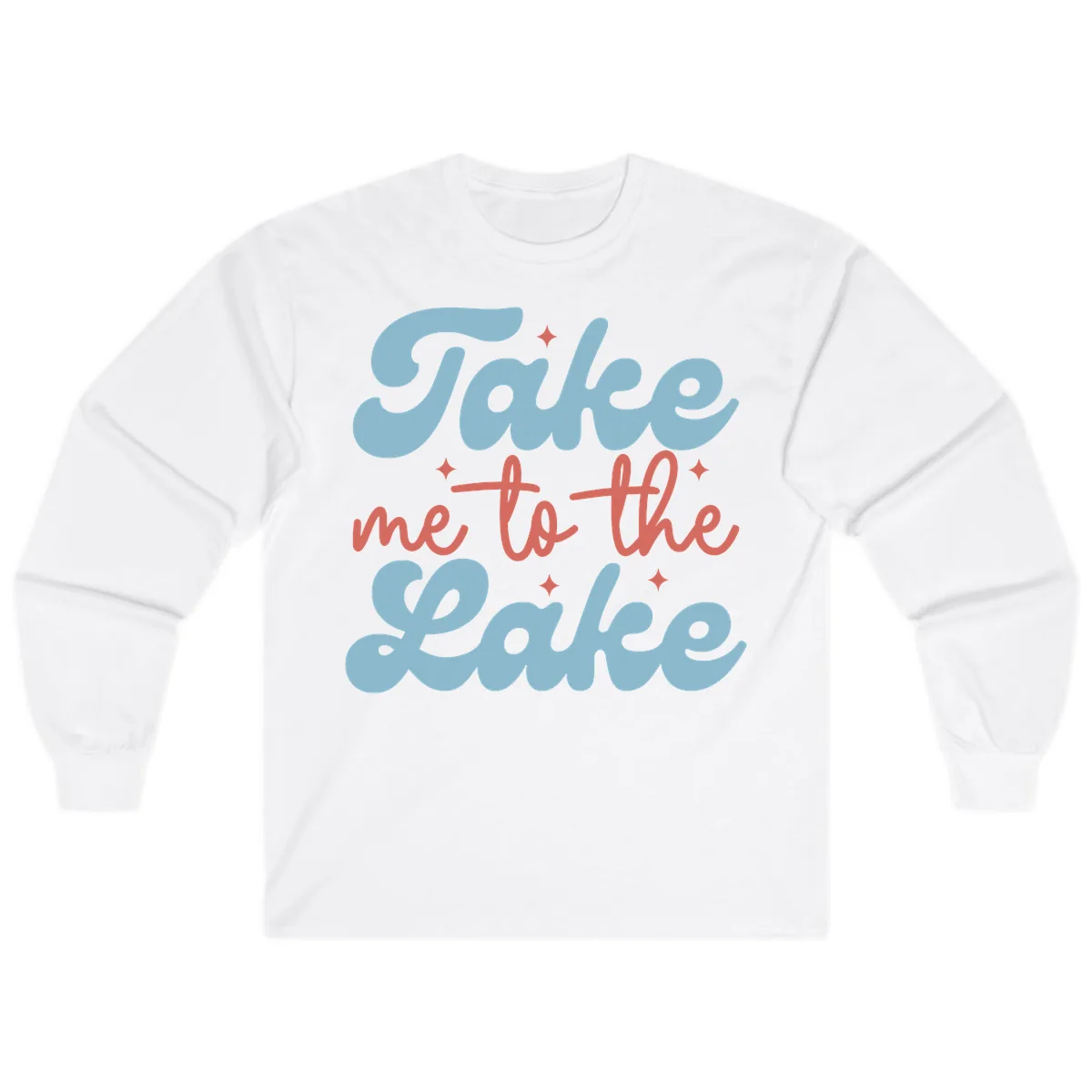 Take Me To The Lake Retro Design Long Sleeve in White