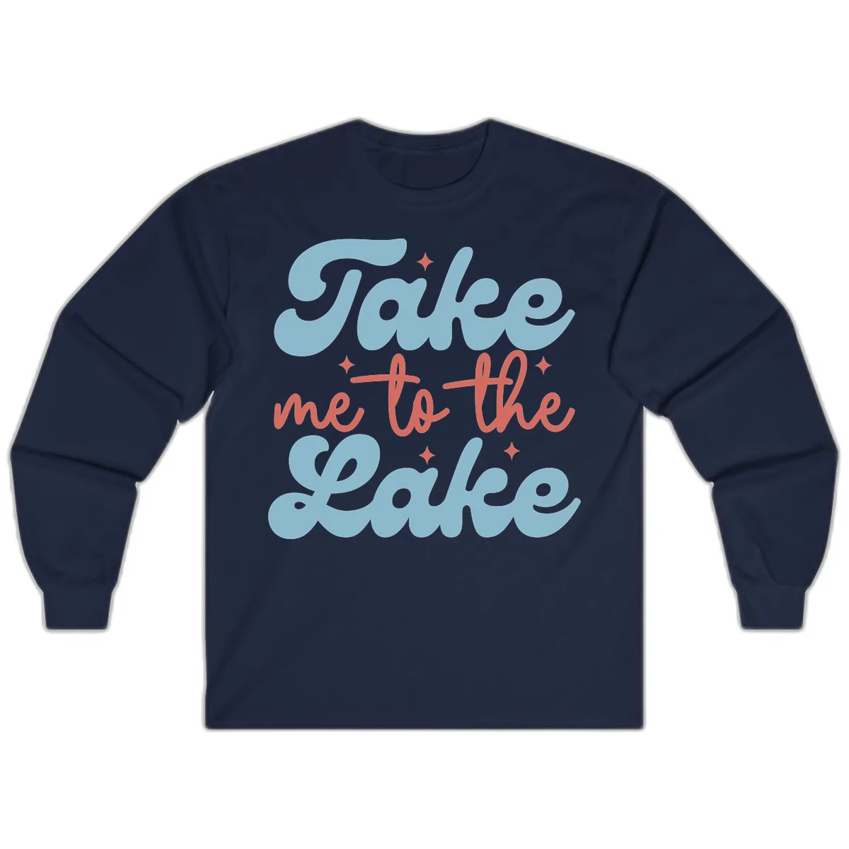 Take Me To The Lake Retro Design Long Sleeve in Navy