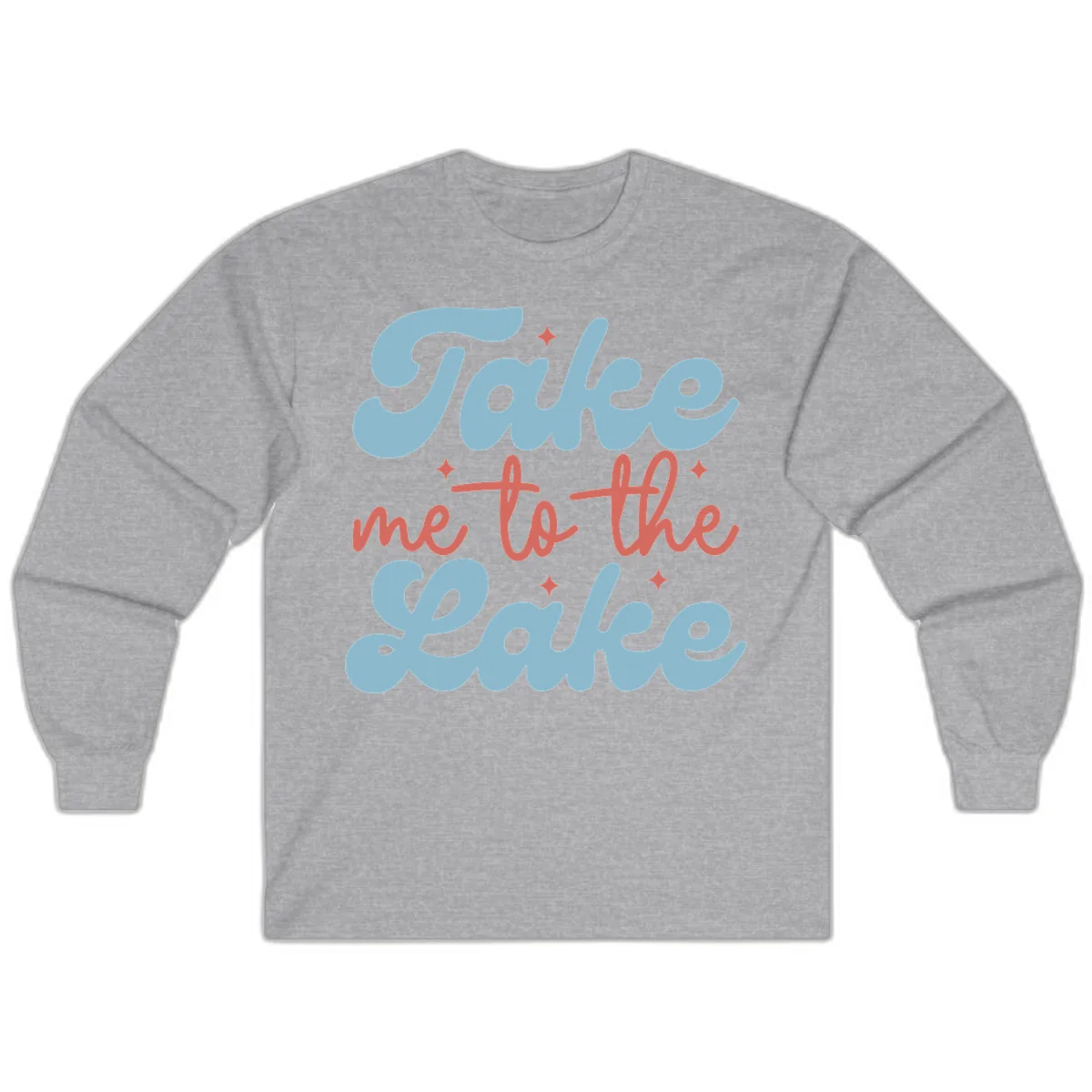 Take Me To The Lake Retro Design Long Sleeve in Sport Grey