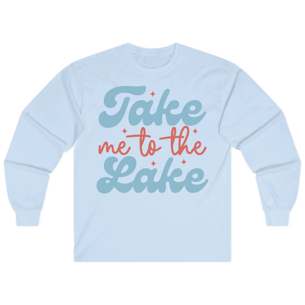 Take Me To The Lake Retro Design Long Sleeve in Light Blue