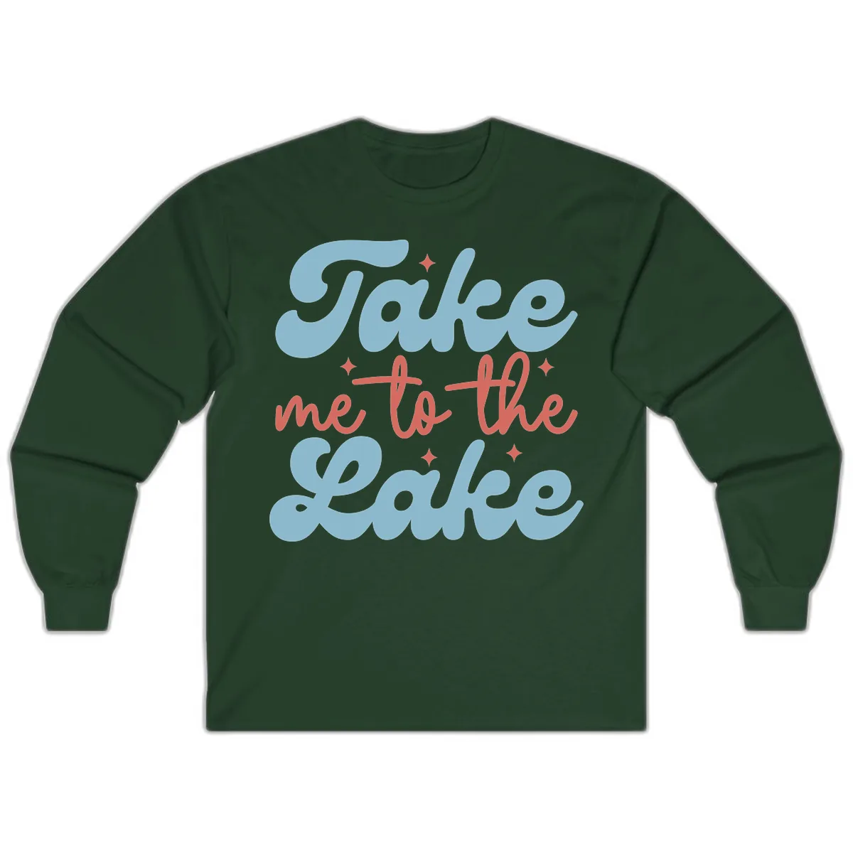 Take Me To The Lake Retro Design Long Sleeve in Forest Green