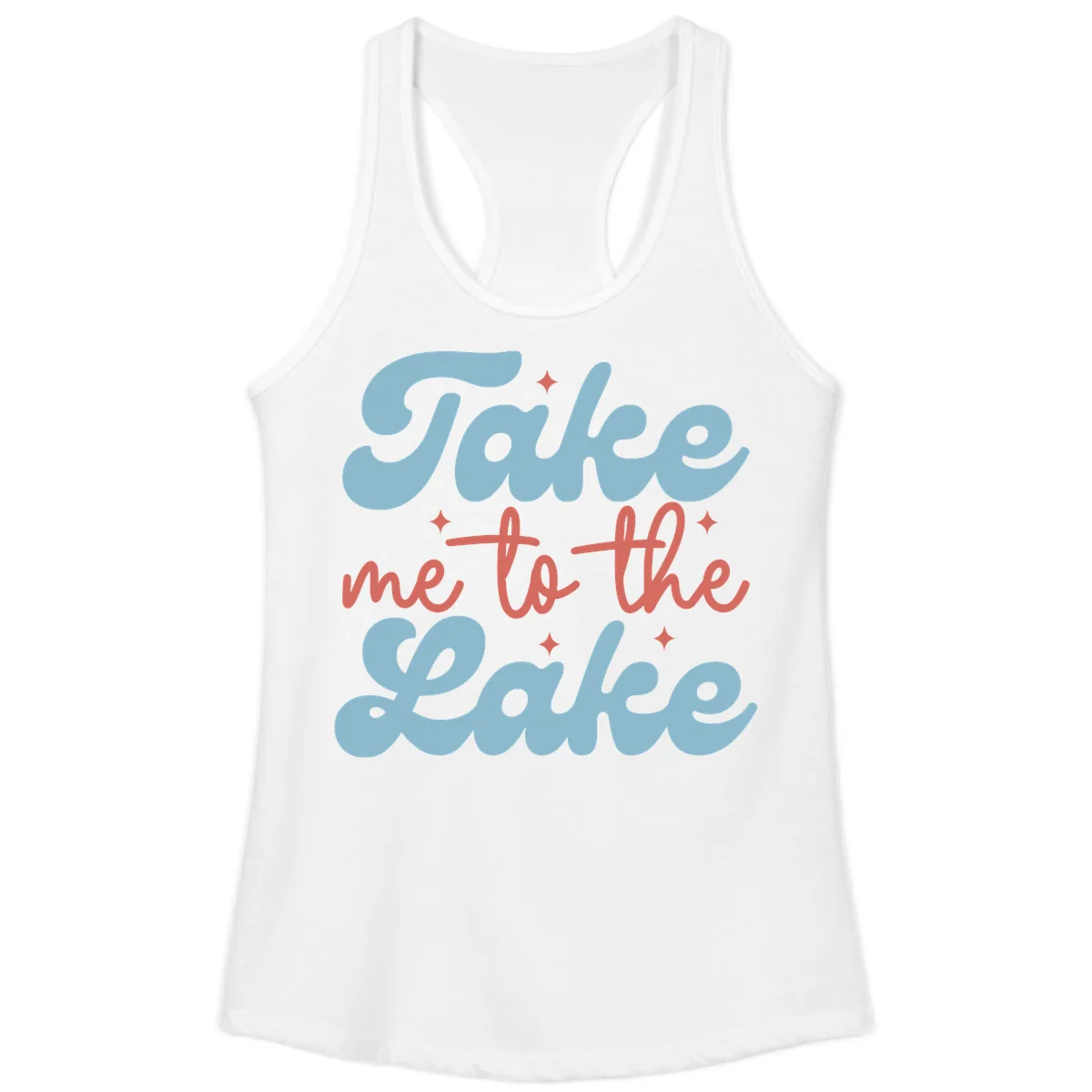 Take Me To The Lake Retro Design Ladies Tank in White