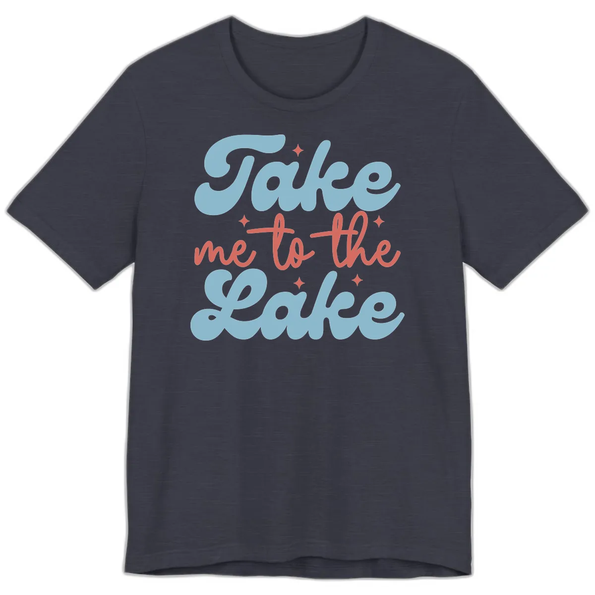 Take Me To The Lake Retro Design Premium T-Shirt in Heather Midnight Navy