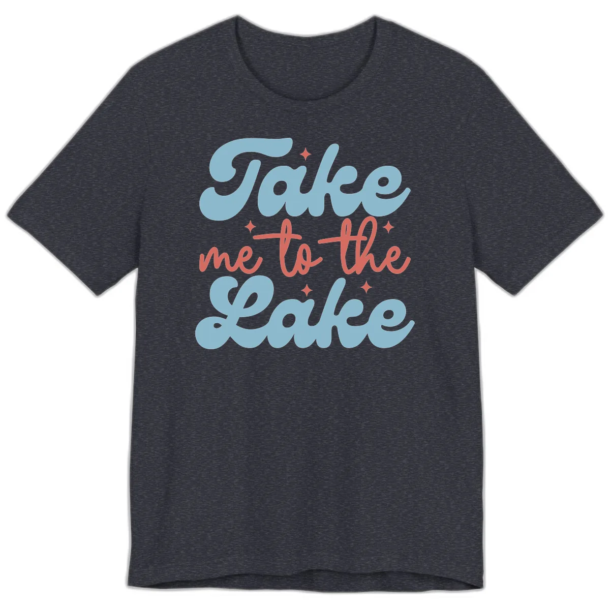 Take Me To The Lake Retro Design Premium T-Shirt in Heather Navy