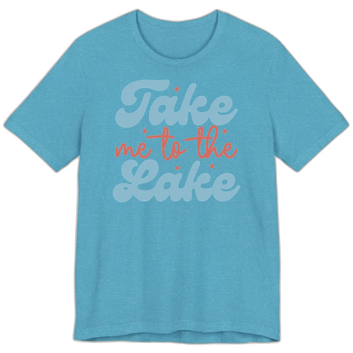 Take Me To The Lake Retro Design Premium T-Shirt in Heather Aqua