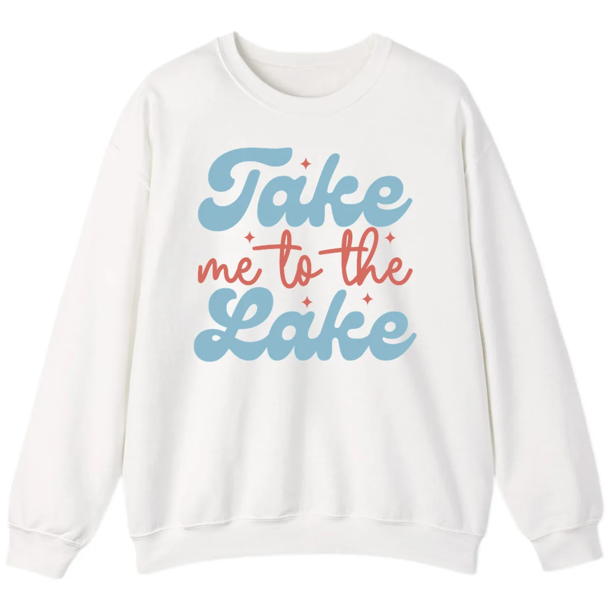 Take Me To The Lake Retro Design Sweatshirt in White