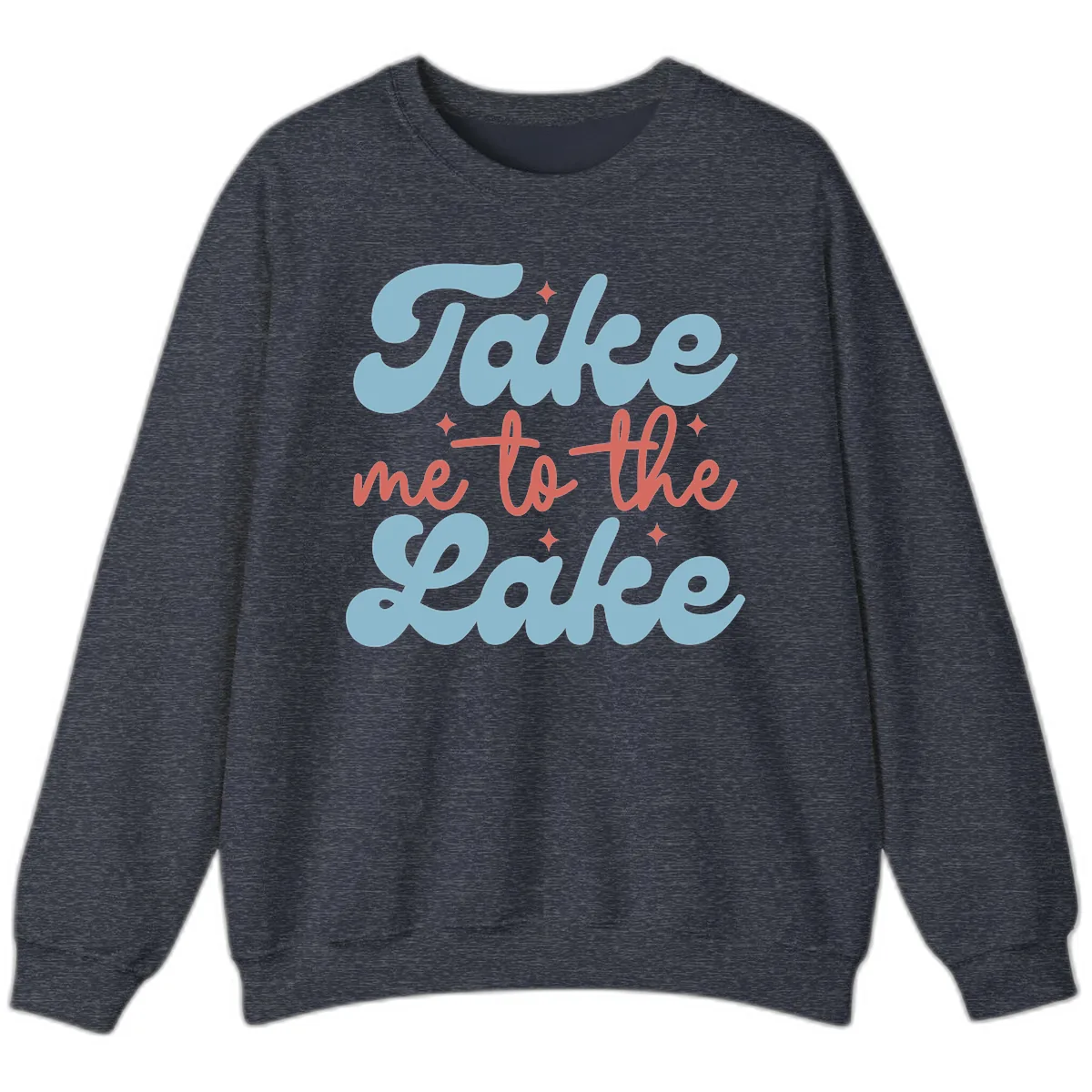 Take Me To The Lake Retro Design Sweatshirt in Heather Sport Dark Navy
