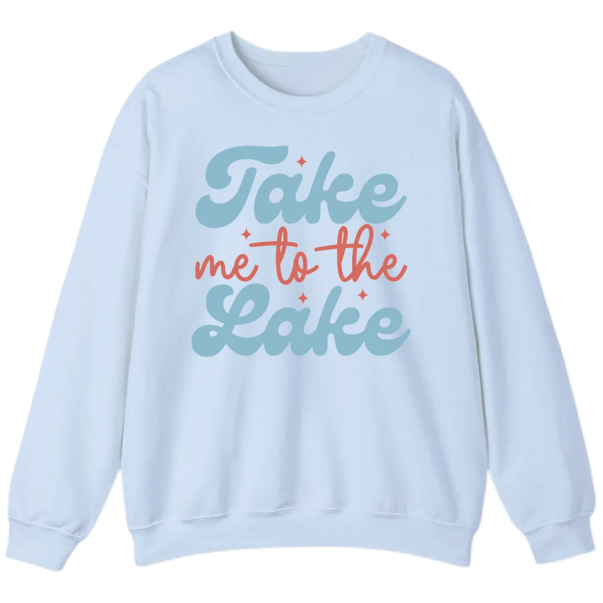 Take Me To The Lake Retro Design Sweatshirt in Light Blue