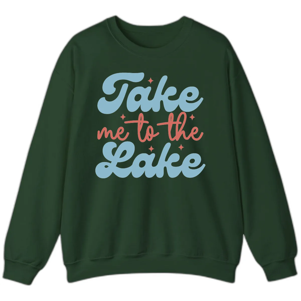Take Me To The Lake Retro Design Sweatshirt in Forest Green