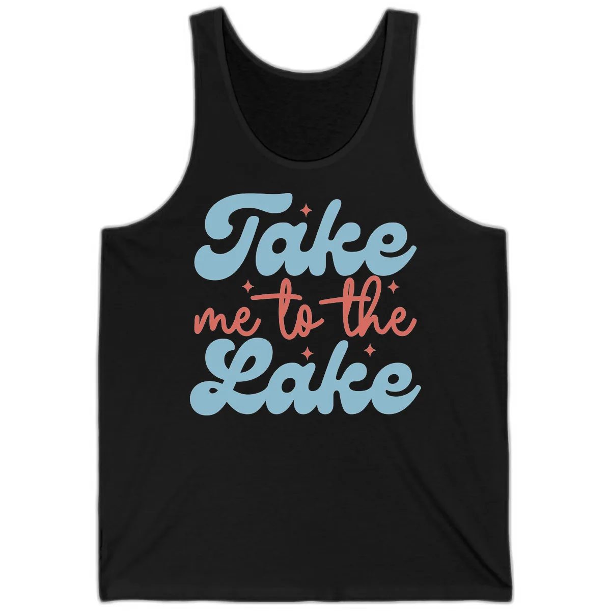 Take Me To The Lake Retro Design Tank in Black