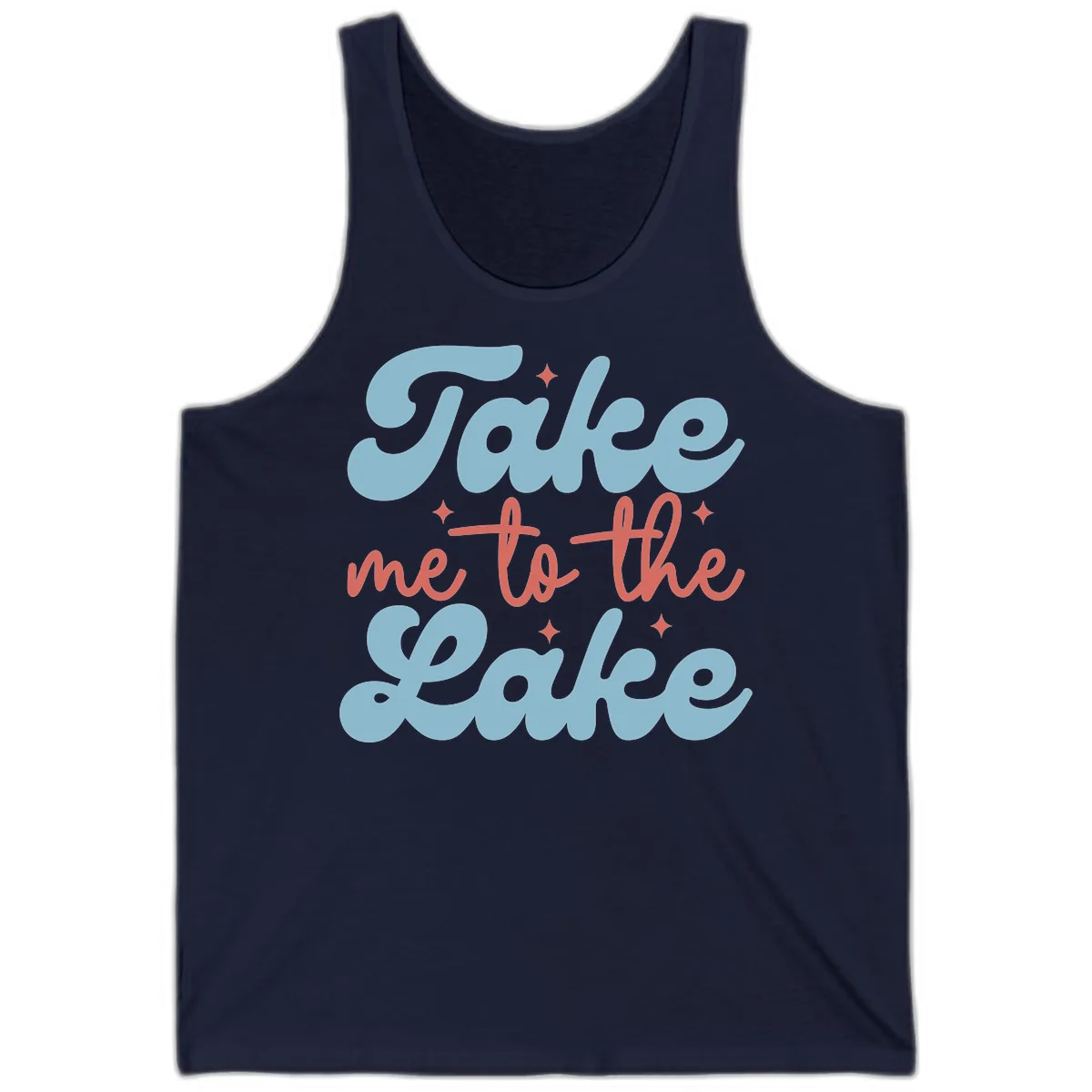 Take Me To The Lake Retro Design Tank in Navy