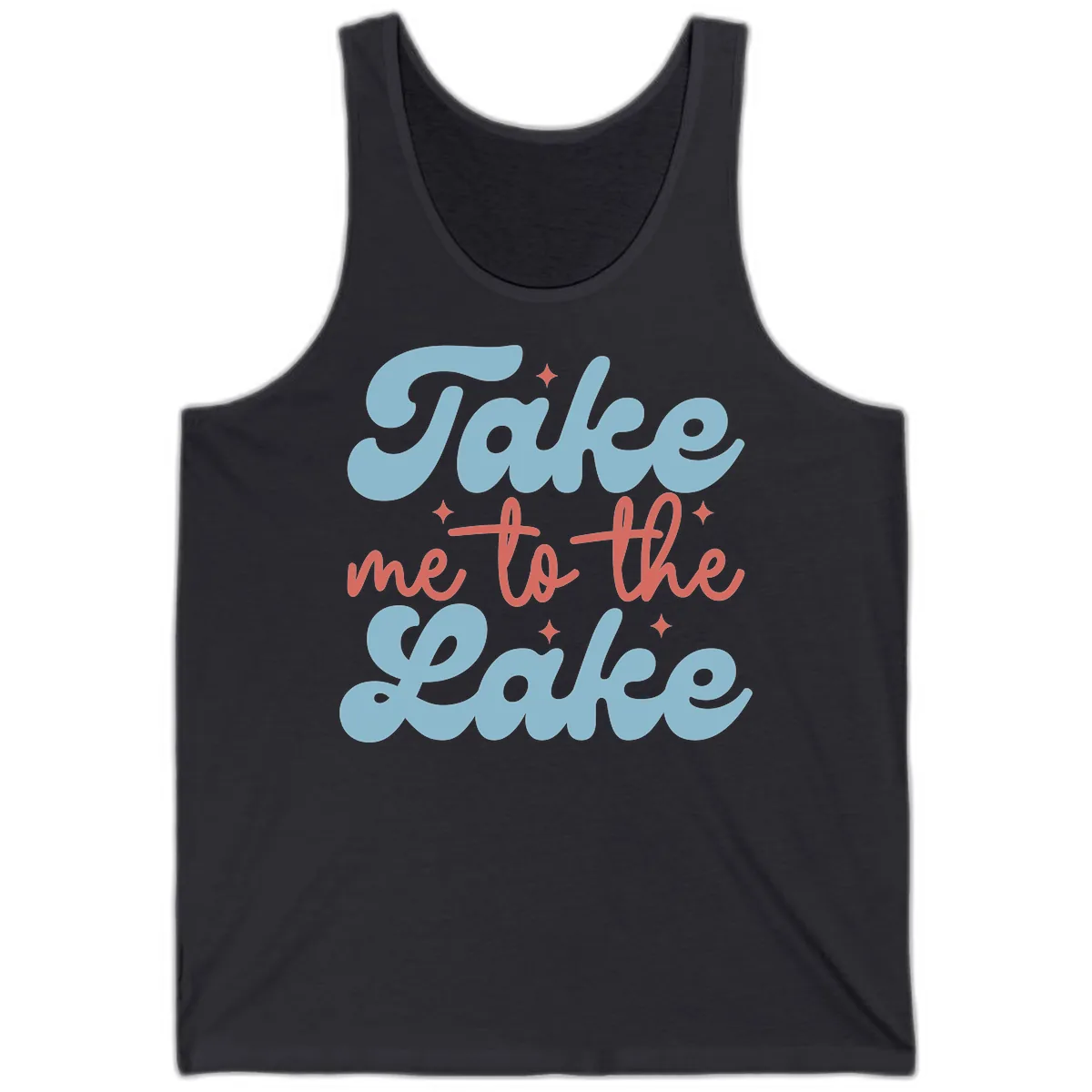 Take Me To The Lake Retro Design Tank in Dark Grey