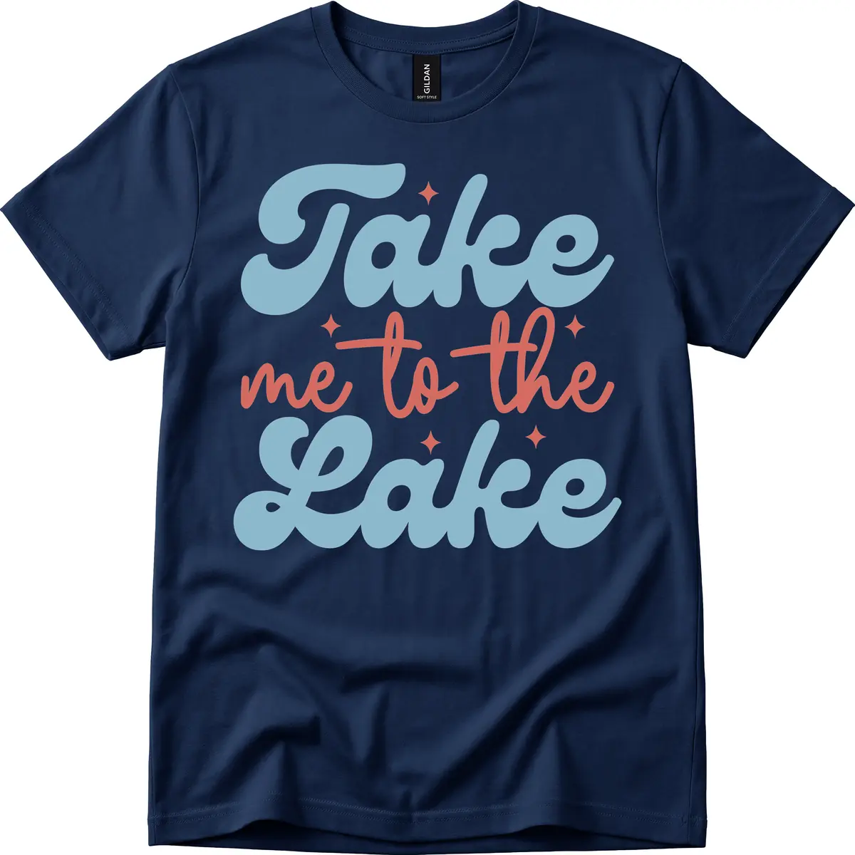 Take Me To The Lake Retro Design T-Shirt in Navy