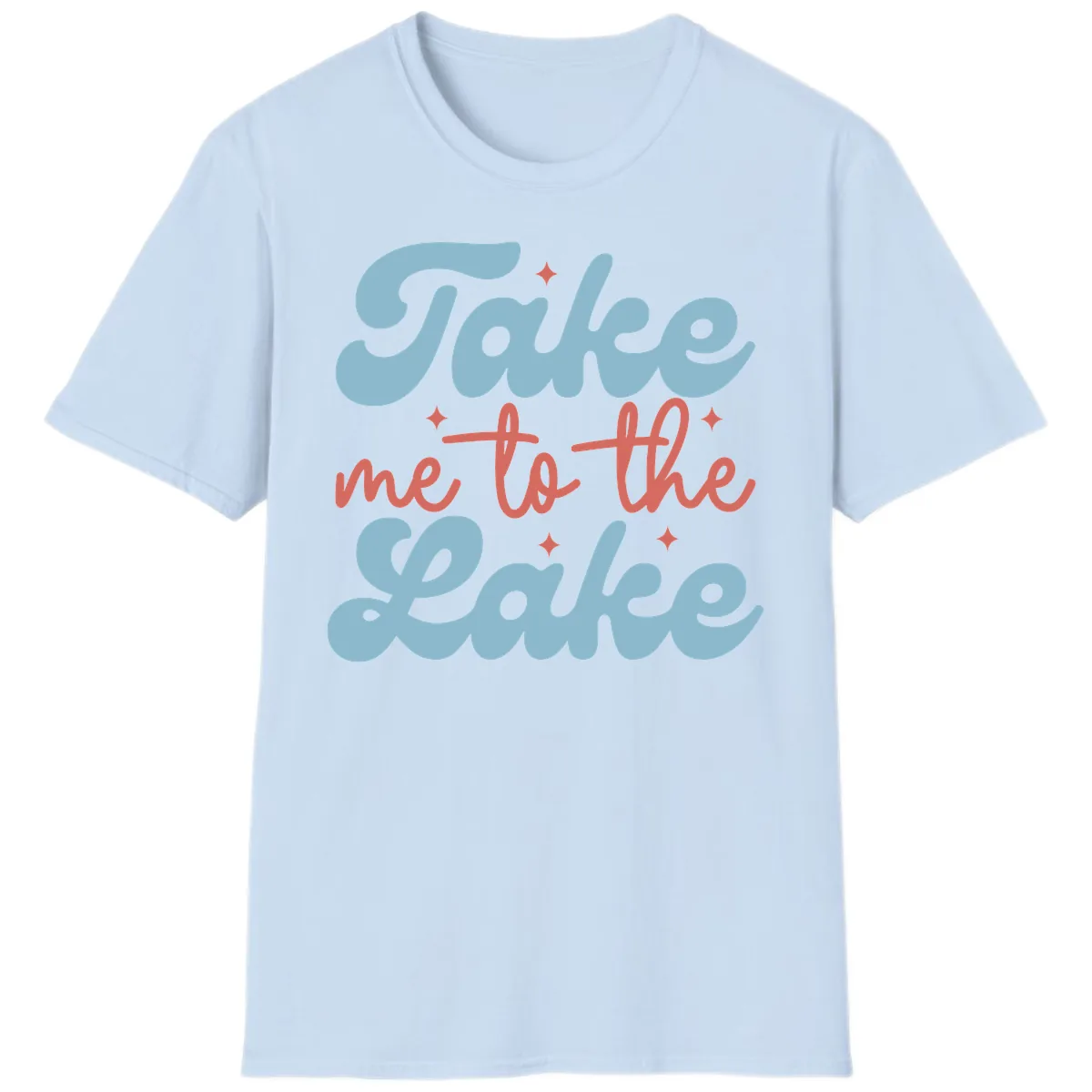 Take Me To The Lake Retro Design T-Shirt in Light Blue