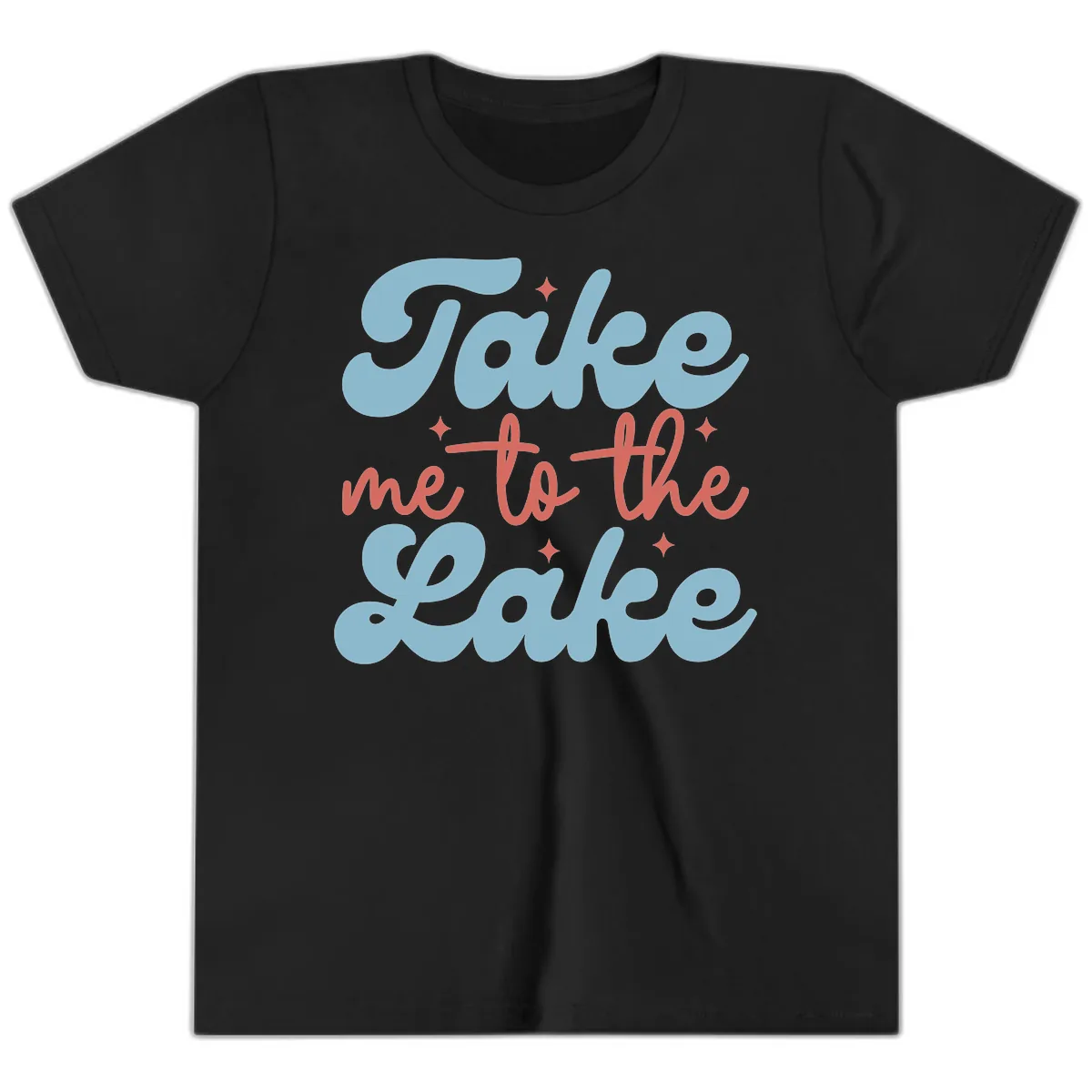 Take Me To The Lake Retro Design Youth T-Shirt in Black