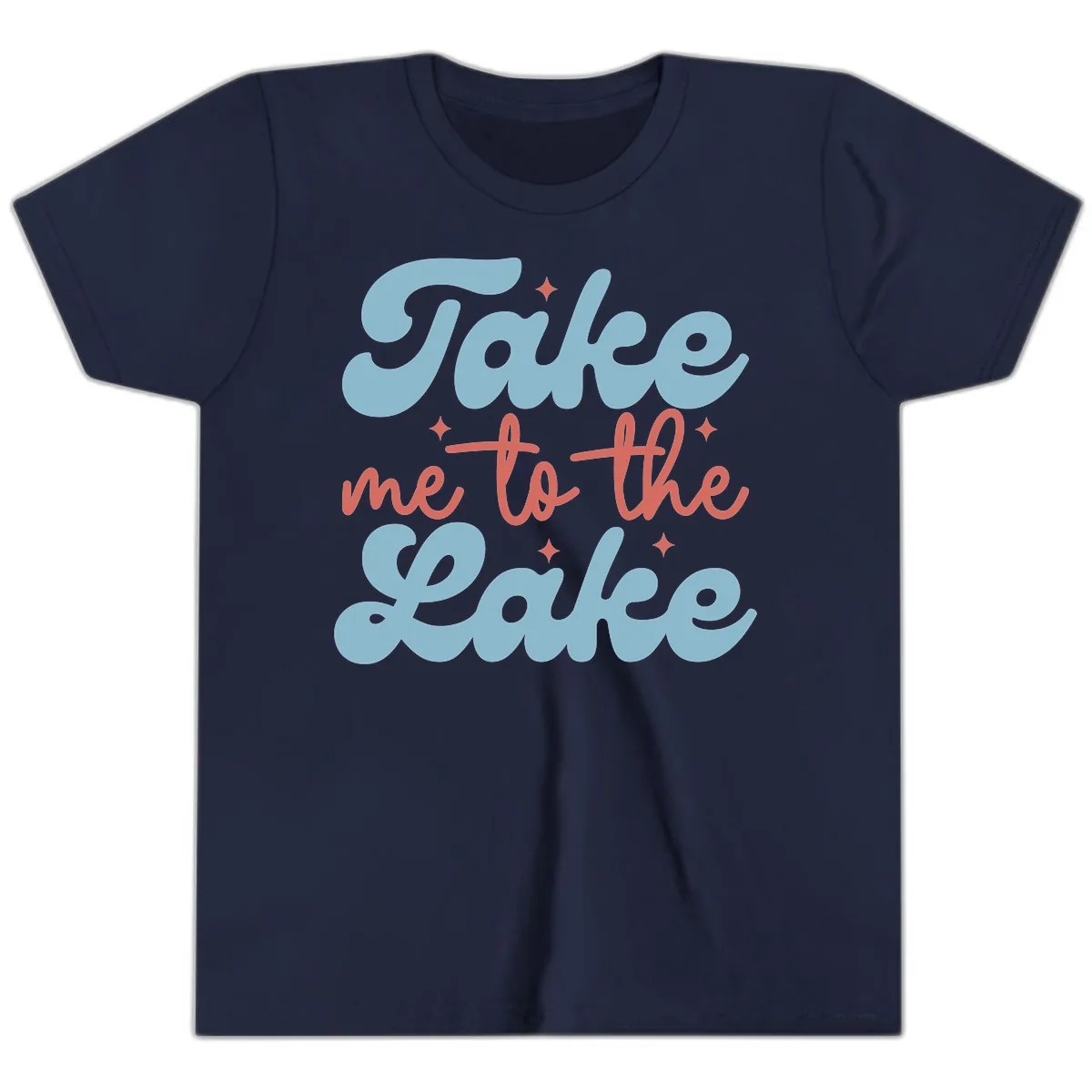 Take Me To The Lake Retro Design Youth T-Shirt in Navy