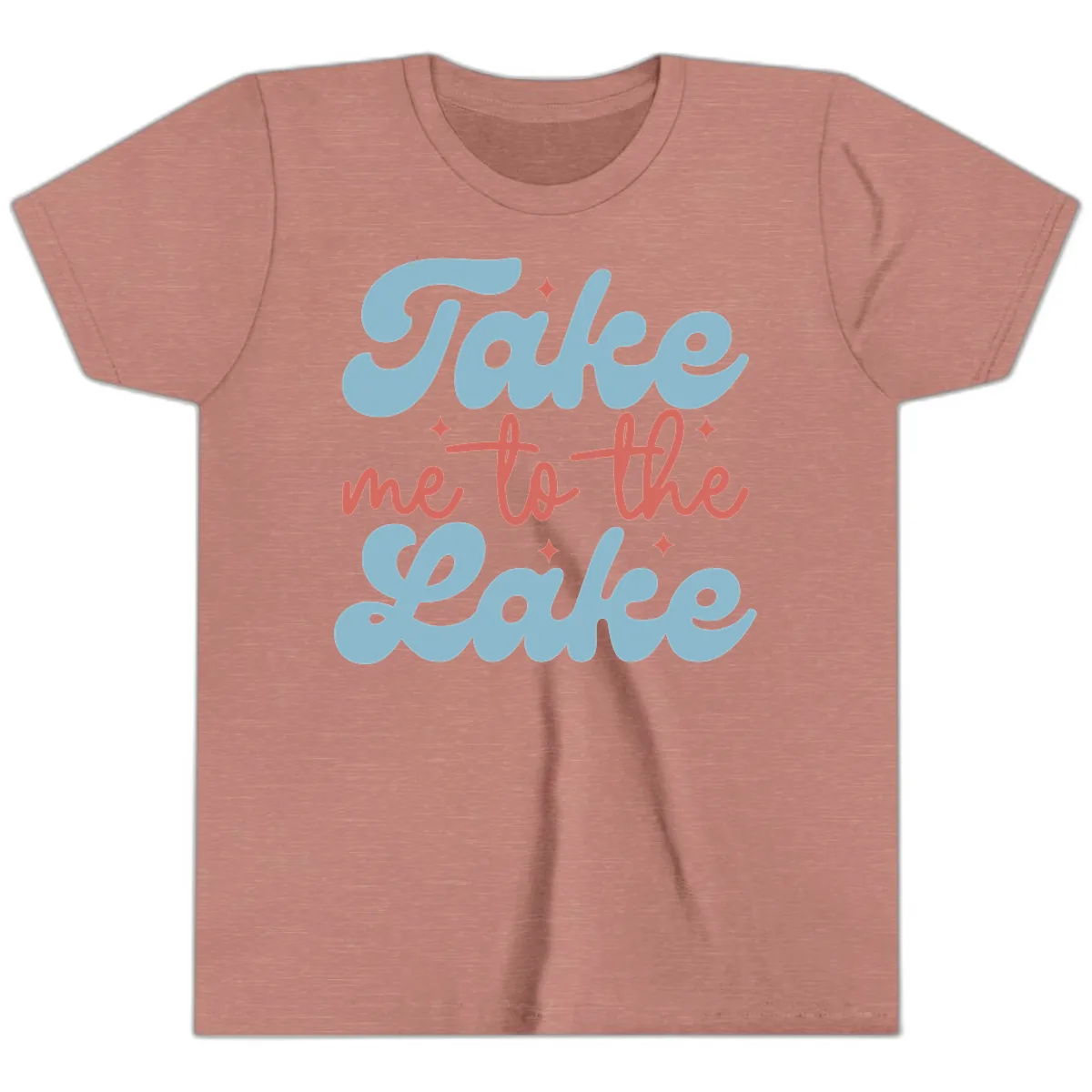 Take Me To The Lake Retro Design Youth T-Shirt in Heather Mauve