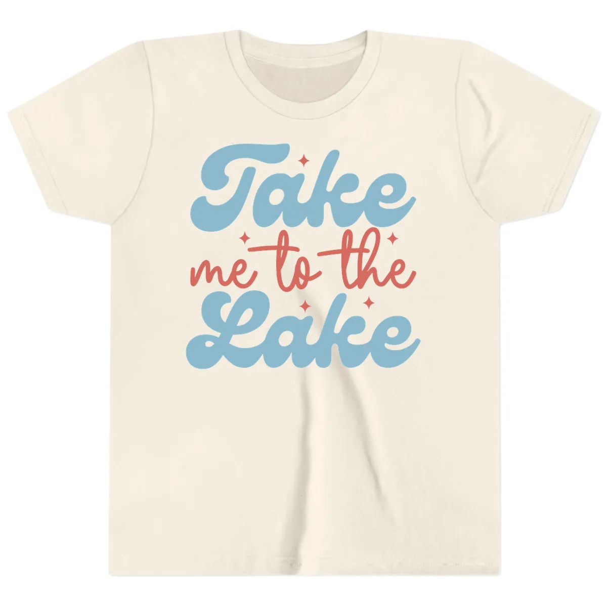 Take Me To The Lake Retro Design Youth T-Shirt in Natural