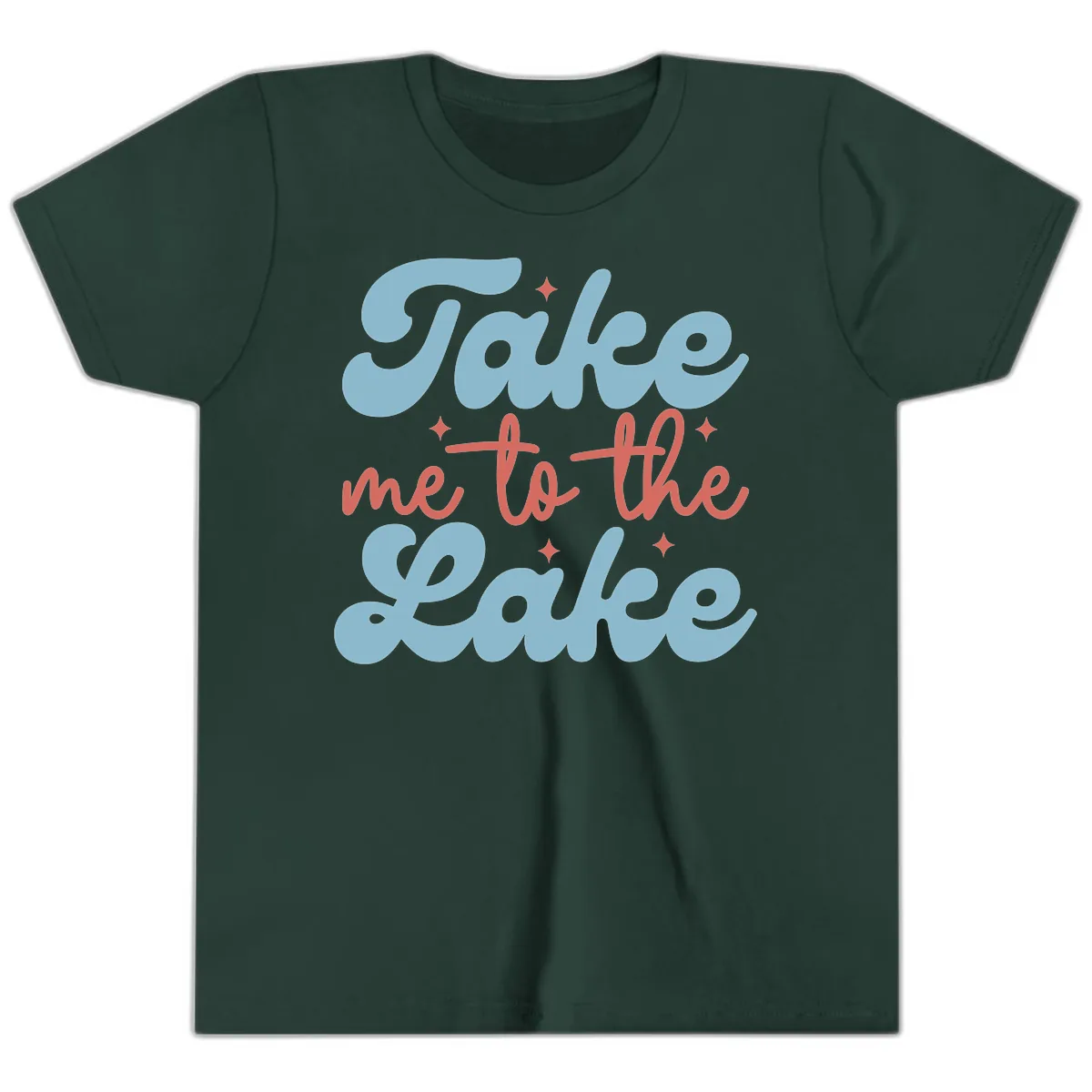 Take Me To The Lake Retro Design Youth T-Shirt in Forest