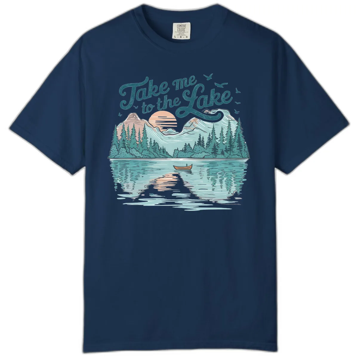 Take Me To The Lake Scenic Design Comfort Color in Navy