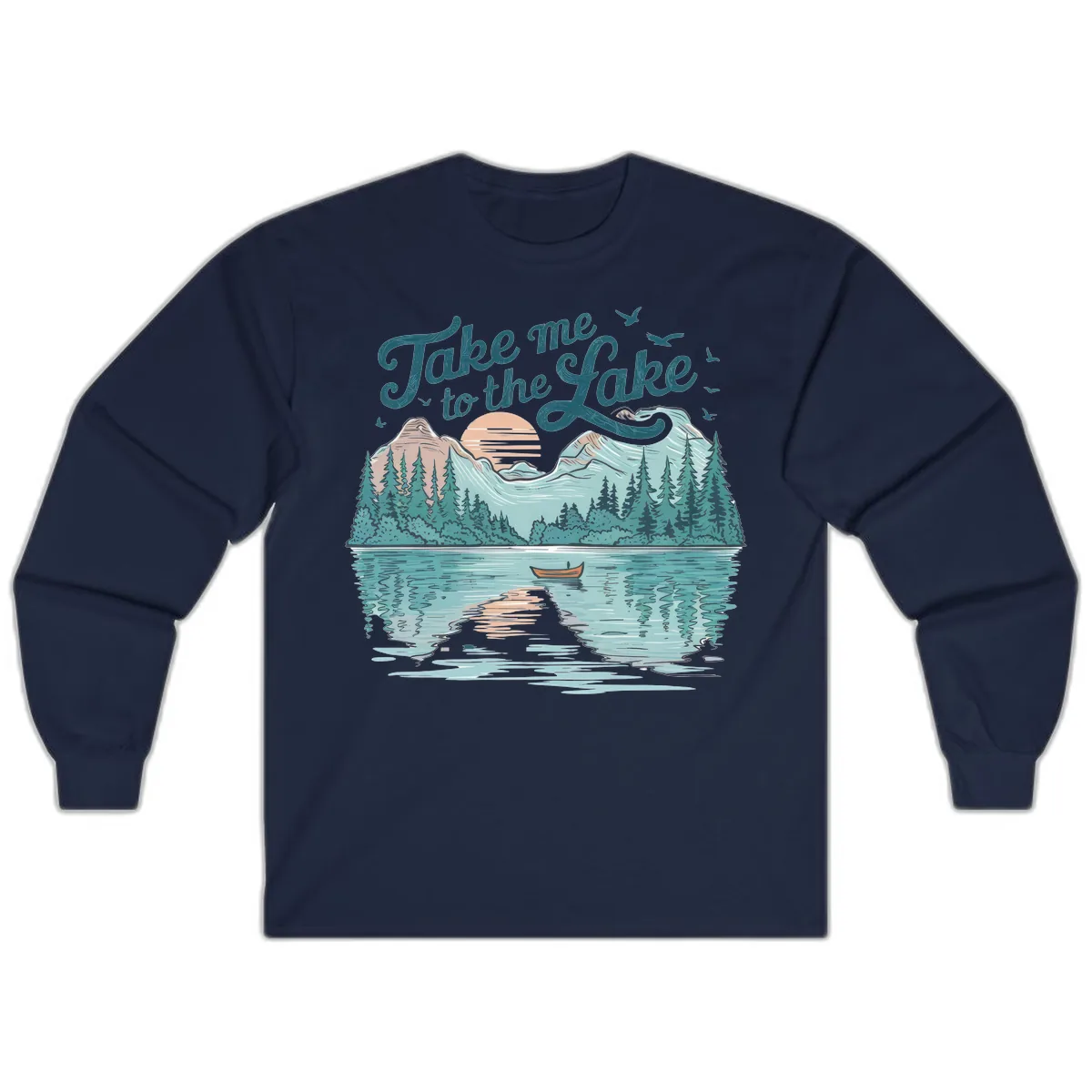Take Me To The Lake Scenic Design Long Sleeve in Navy