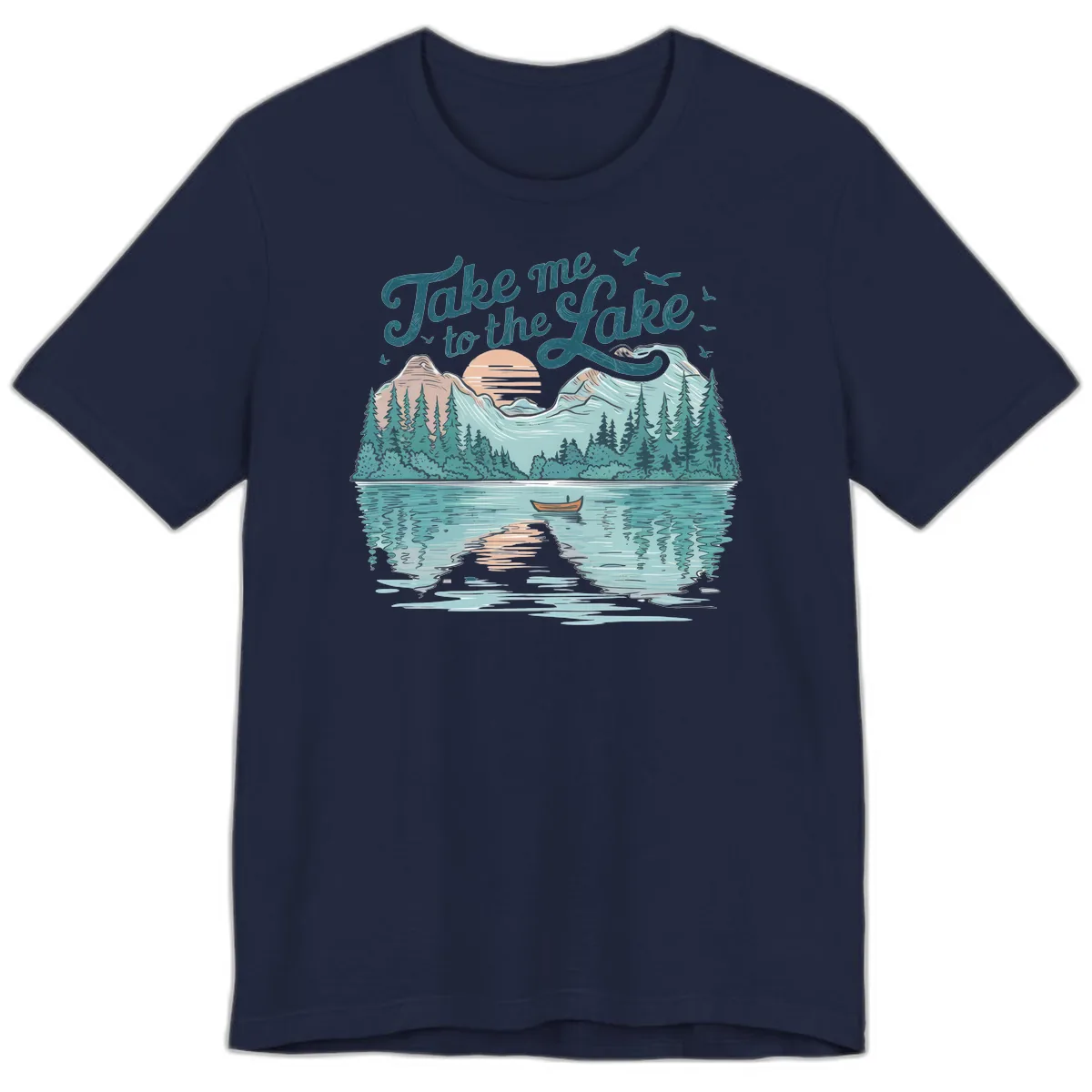 Take Me To The Lake Scenic Design Premium T-Shirt in Navy